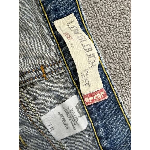 Y2K Levis 509 Jeans Women 7 Medium W31 Low Slouch Cuff Cotton Blue Wash Cuffed - Picture 3 of 9
